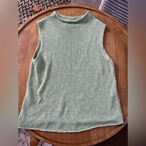 Eileen Fisher Italian Yarn Light Green Sleeveless Knit Tank Cotton/Linen